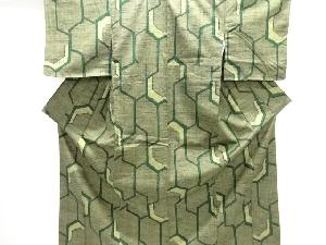 未使用品　重ね亀甲模様織り出し手織り紬着物